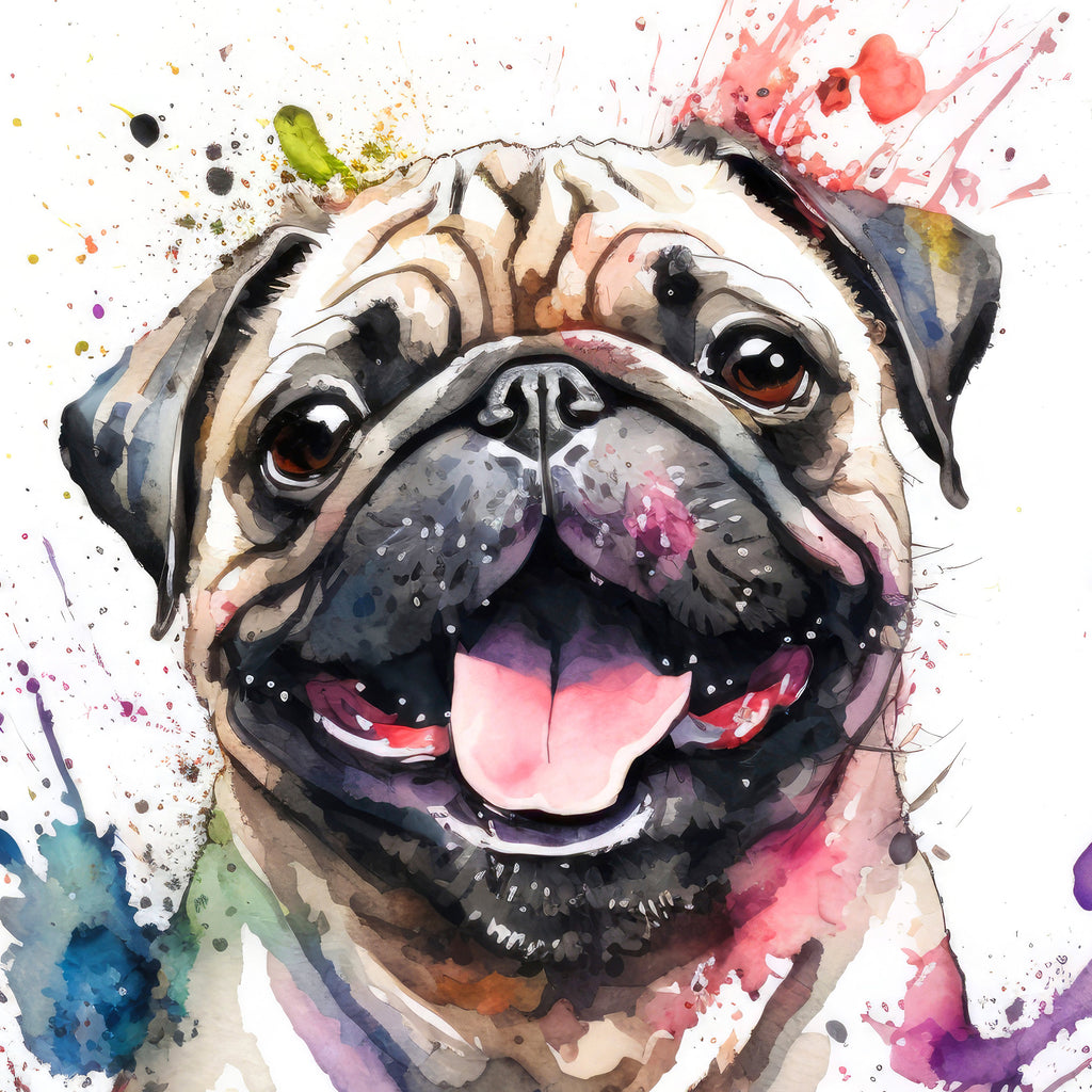 Pug Dog Watercolor Print Cute Pet Keepsake Wall Art Dog Lover Gift Adorable Canine Home Decor for Puppy Dog Lovers!