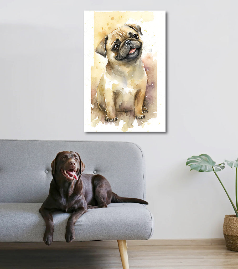 Pug Dog Watercolor Print Cute Pet Keepsake Wall Art Dog Lover Gift Adorable Canine Home Decor for Puppy Dog Lovers!