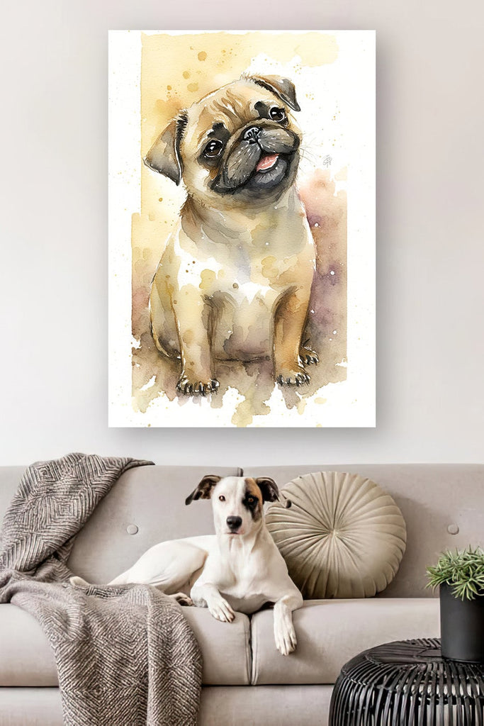 Pug Dog Watercolor Print Cute Pet Keepsake Wall Art Dog Lover Gift Adorable Canine Home Decor for Puppy Dog Lovers!