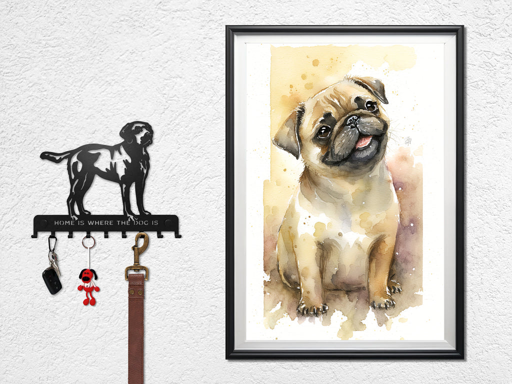 Pug Dog Watercolor Print Cute Pet Keepsake Wall Art Dog Lover Gift Adorable Canine Home Decor for Puppy Dog Lovers!