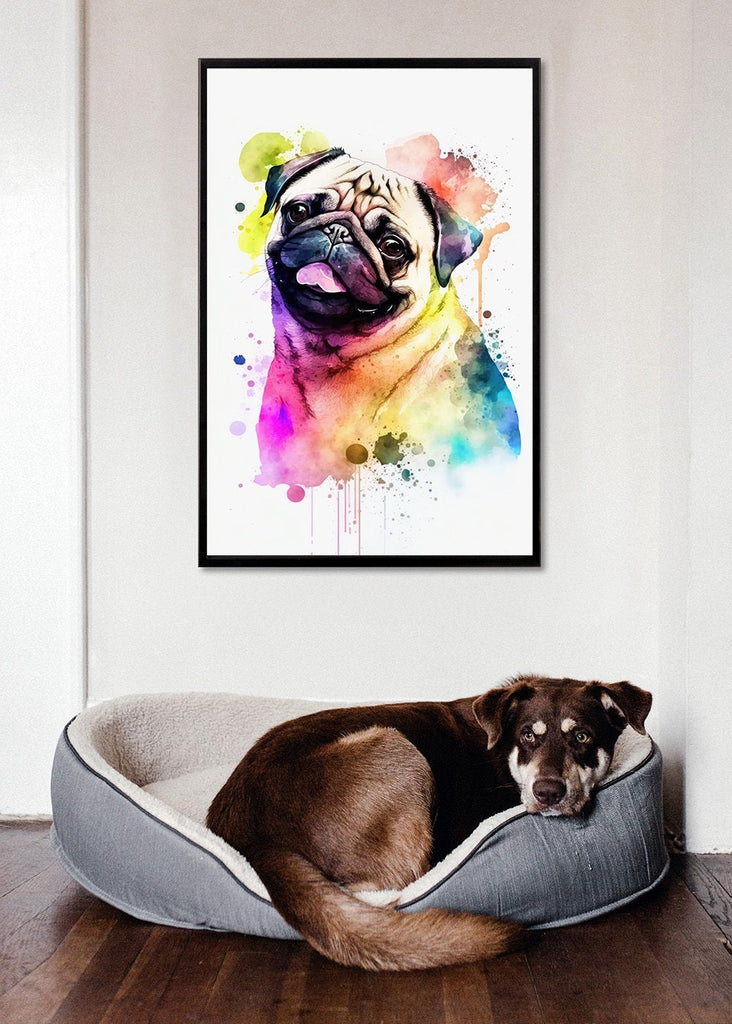 Pug Dog Watercolor Print Cute Pet Keepsake Wall Art Dog Lover Gift Adorable Canine Home Decor for Puppy Dog Lovers!