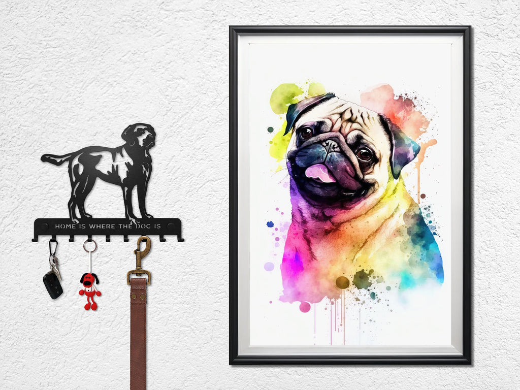 Pug Dog Watercolor Print Cute Pet Keepsake Wall Art Dog Lover Gift Adorable Canine Home Decor for Puppy Dog Lovers!