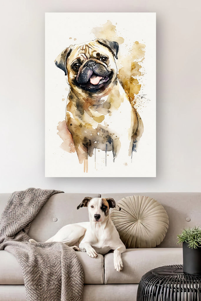 Pug Dog Watercolor Print Cute Pet Keepsake Wall Art Dog Lover Gift Adorable Canine Home Decor for Puppy Dog Lovers!