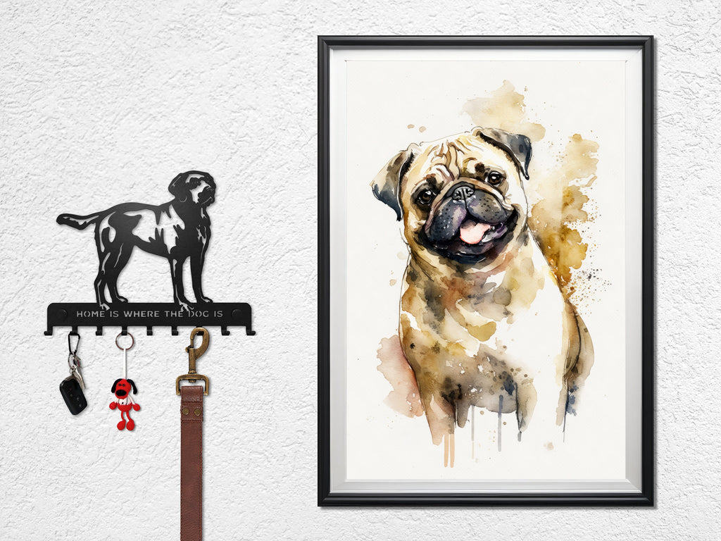 Pug Dog Watercolor Print Cute Pet Keepsake Wall Art Dog Lover Gift Adorable Canine Home Decor for Puppy Dog Lovers!