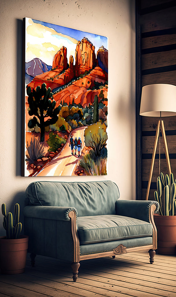 Watercolor Sedona Arizona Sunset Art Print Southwest Wall Art Landscape Gift Desert Home Western Decor