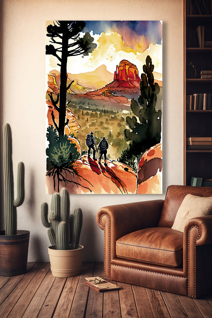 Watercolor Sedona Arizona Sunset Art Print Southwest Wall Art Landscape Gift Desert Home Western Decor