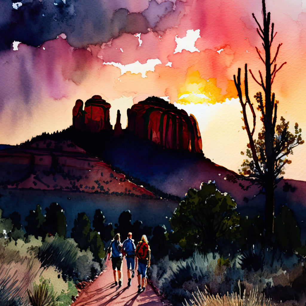 Watercolor Sedona Arizona Sunset Art Print Southwest Wall Art Landscape Gift Desert Home Western Decor