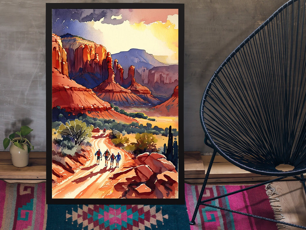 Watercolor Sedona Arizona Sunset Art Print Southwest Wall Art Landscape Gift Desert Home Western Decor