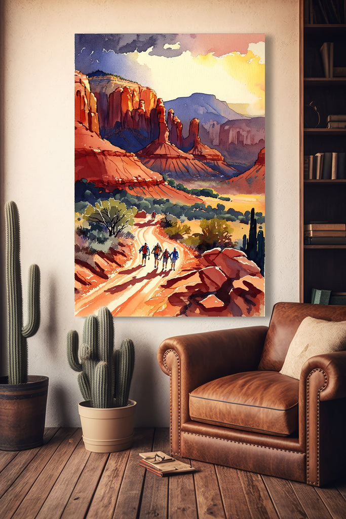 Watercolor Sedona Arizona Sunset Art Print Southwest Wall Art Landscape Gift Desert Home Western Decor