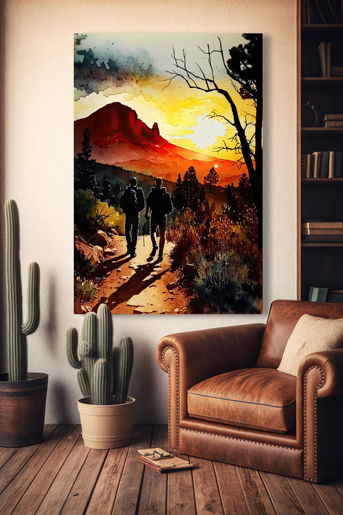 Watercolor Sedona Arizona Sunset Art Print Southwest Wall Art Landscape Gift Desert Home Western Decor