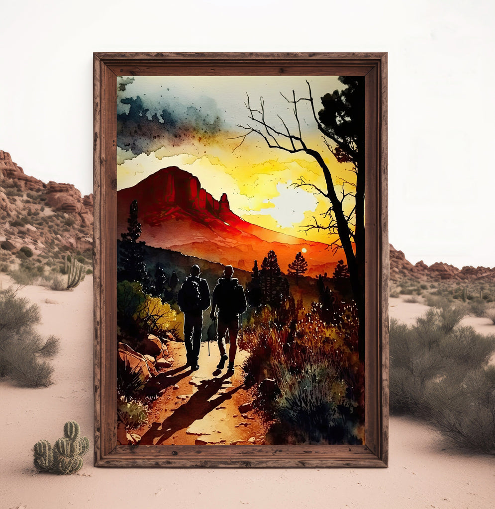 Watercolor Sedona Arizona Sunset Art Print Southwest Wall Art Landscape Gift Desert Home Western Decor