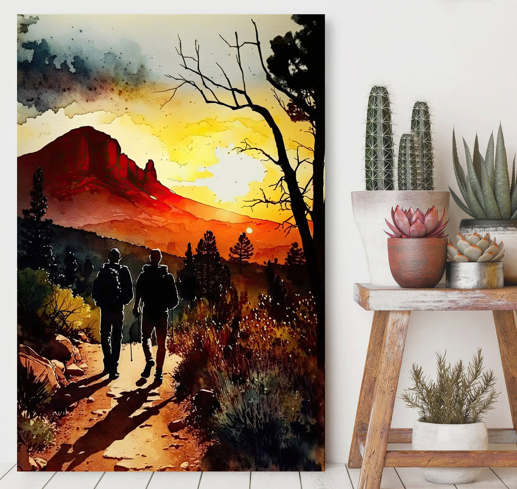 Watercolor Sedona Arizona Sunset Art Print Southwest Wall Art Landscape Gift Desert Home Western Decor