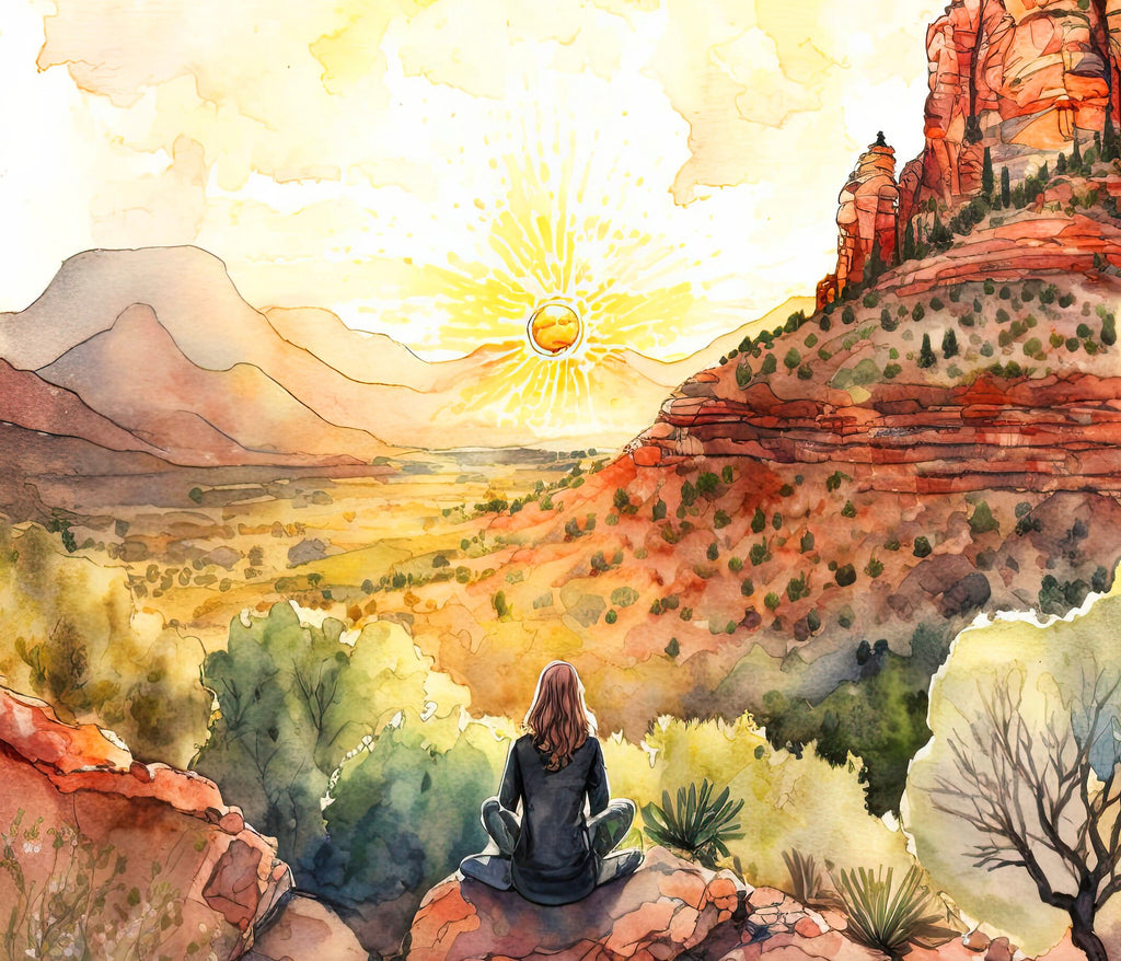 Watercolor Sedona Arizona Sunset Art Print Southwest Wall Art Landscape Gift Desert Home Western Decor