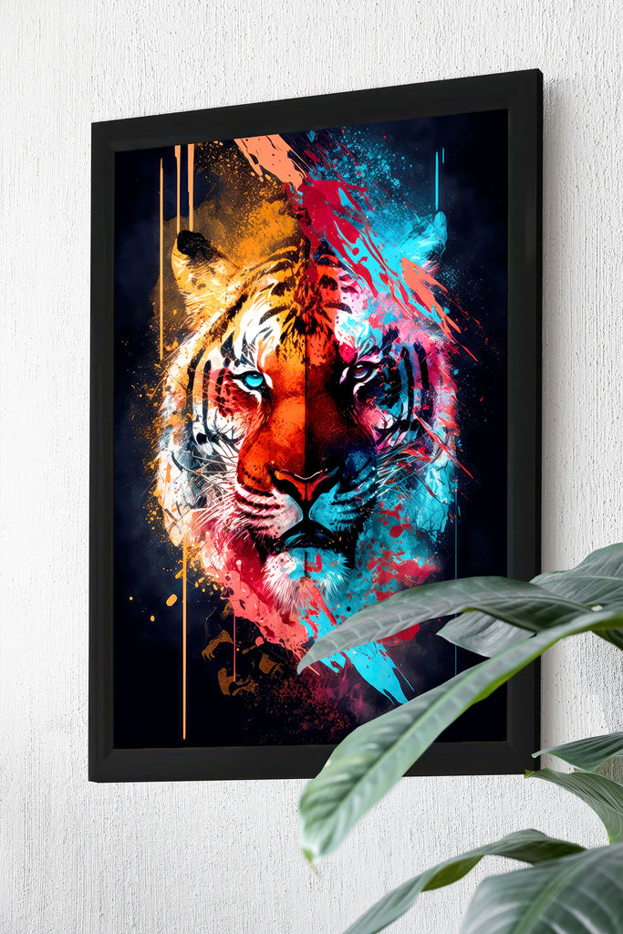 Tiger Print Wild Cat Animal Wall Art Colorful Wildlife Safari Gift Animal Jungle Nursery Home Decor