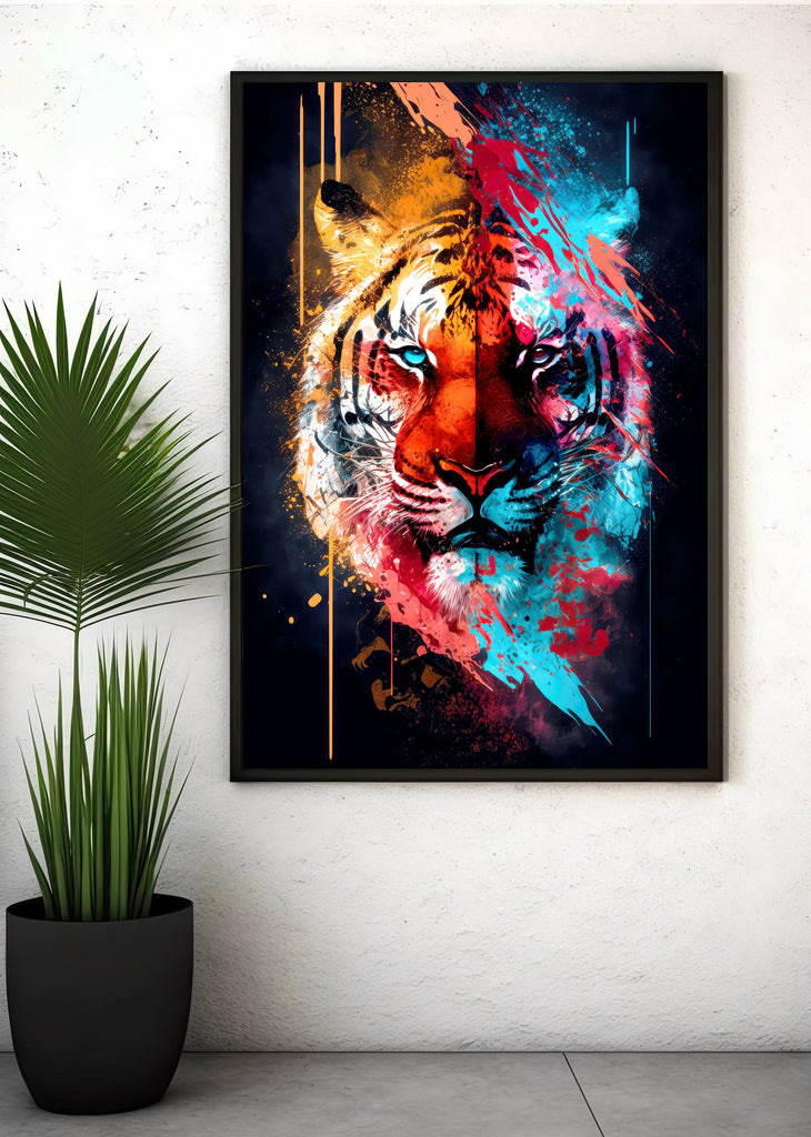 Tiger Print Wild Cat Animal Wall Art Colorful Wildlife Safari Gift Animal Jungle Nursery Home Decor