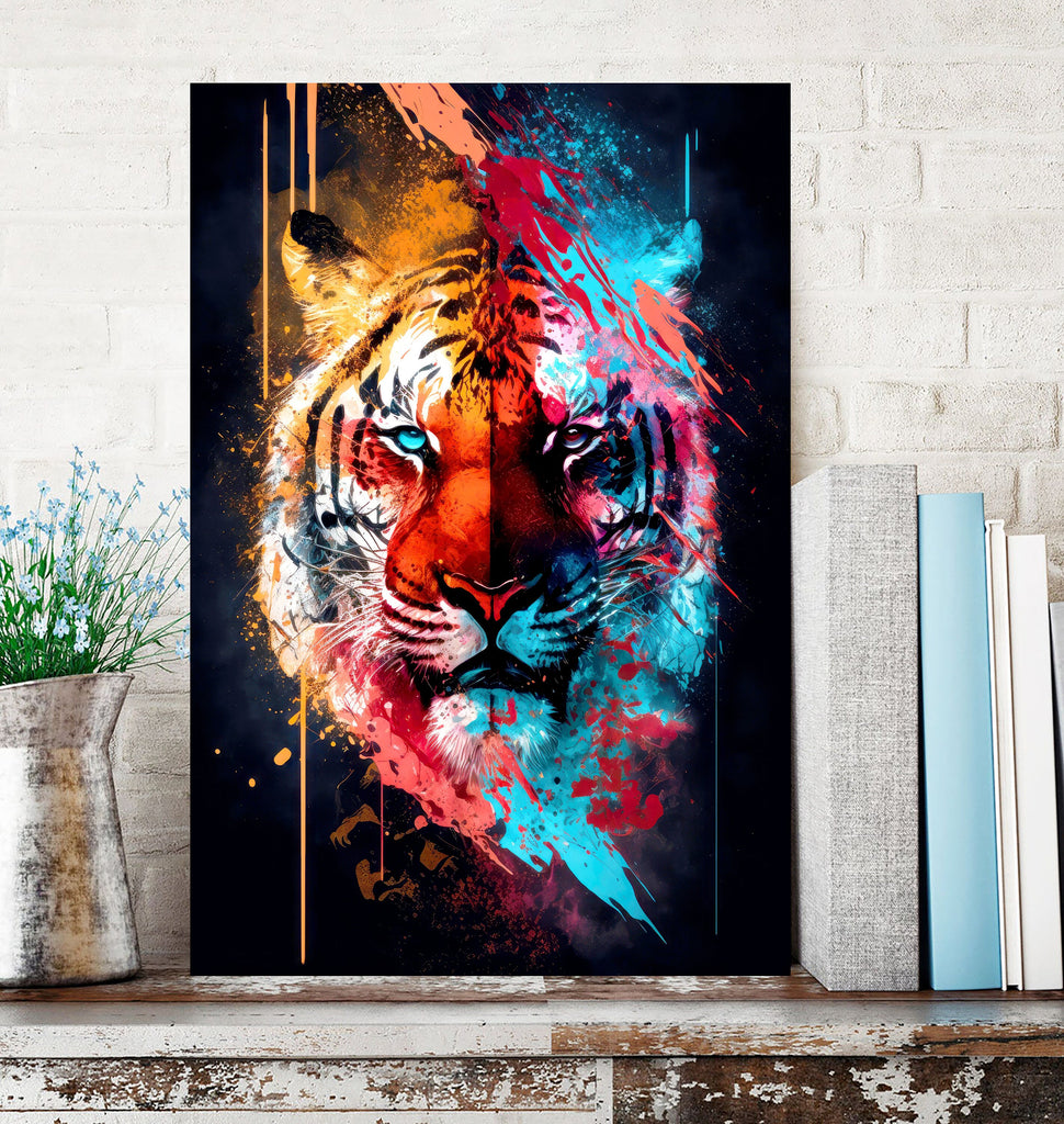 Tiger Print Wild Cat Animal Wall Art Colorful Wildlife Safari Gift Animal Jungle Nursery Home Decor