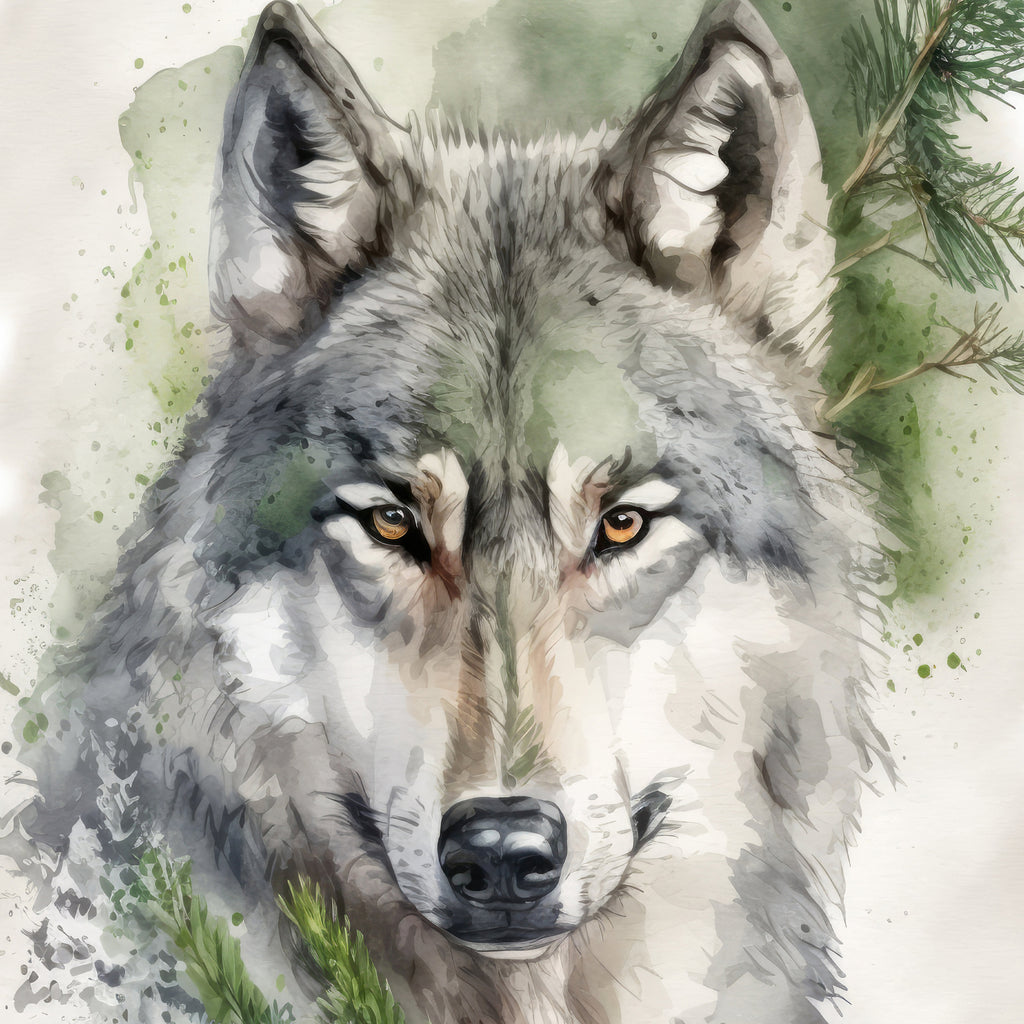 Wolf Watercolor Print Forest Wall Art Nature Wildlife Gift Wild Animal Painting Woodland Home Decor