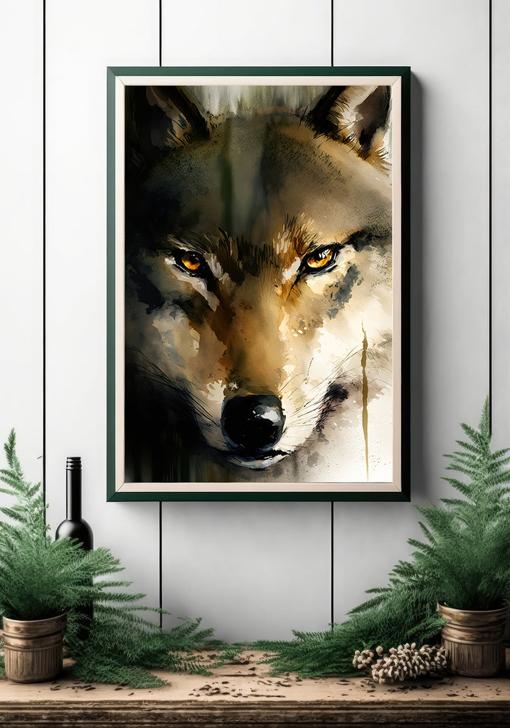 Wolf Watercolor Print Forest Wall Art Nature Wildlife Gift Wild Animal Painting Woodland Home Decor