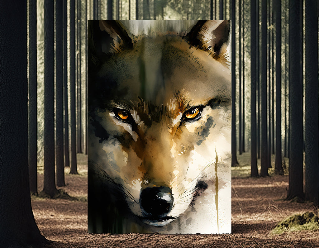 Wolf Watercolor Print Forest Wall Art Nature Wildlife Gift Wild Animal Painting Woodland Home Decor