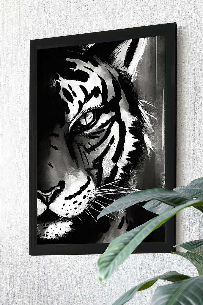 Tigers Eye Print Wild Cat Animal Wall Art Tiger Wildlife Safari Gift Black and White Animal Jungle Nursery Home Decor