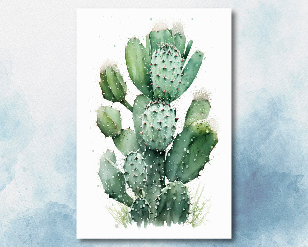 Cactus Plant Print Watercolor Painting Botanical Wall Art Southwest Artwork Gift Rustic Desert Home Decor