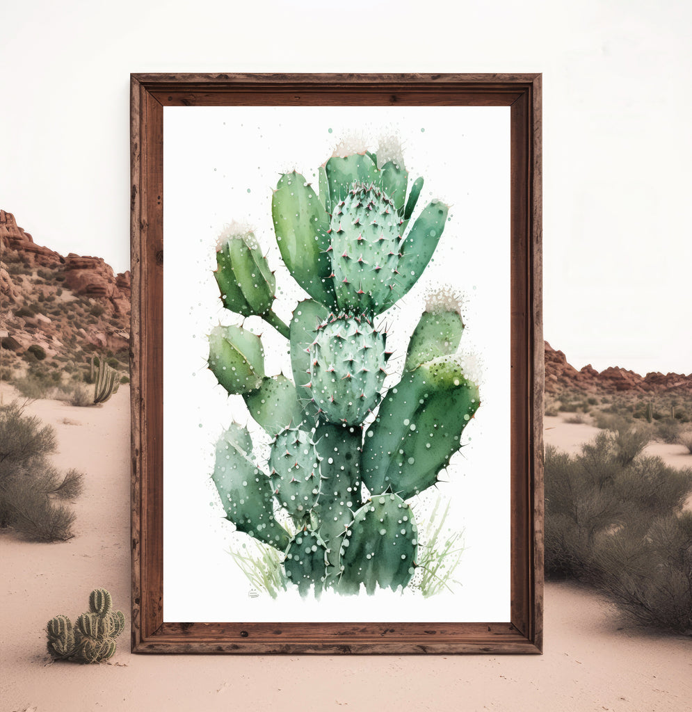 Cactus Plant Print Watercolor Painting Botanical Wall Art Southwest Artwork Gift Rustic Desert Home Decor