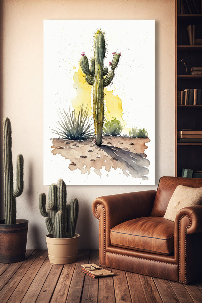 Cactus Plant Print Watercolor Painting Botanical Wall Art Southwest Artwork Gift Rustic Desert Home Decor