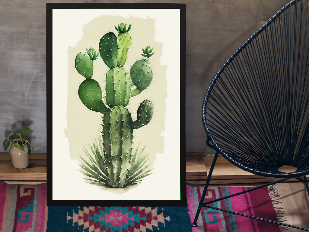 Cactus Plant Print Watercolor Painting Botanical Wall Art Southwest Artwork Gift Rustic Desert Home Decor