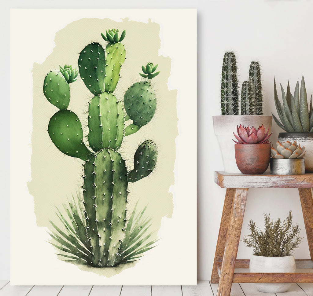 Cactus Plant Print Watercolor Painting Botanical Wall Art Southwest Artwork Gift Rustic Desert Home Decor