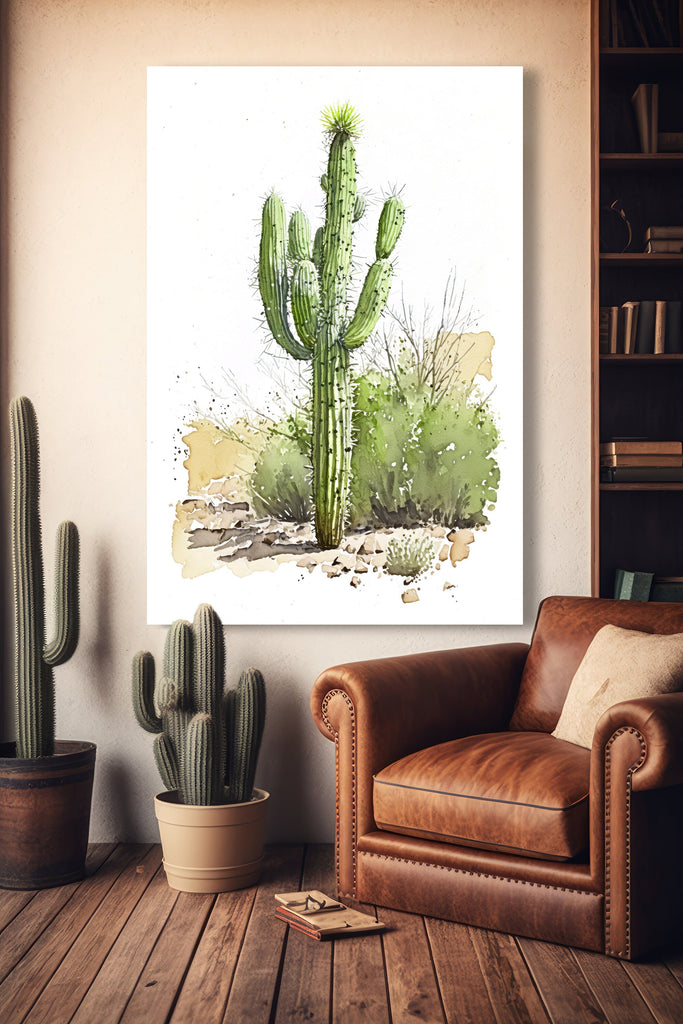 Cactus Plant Print Watercolor Painting Botanical Wall Art Southwest Artwork Gift Rustic Desert Home Decor