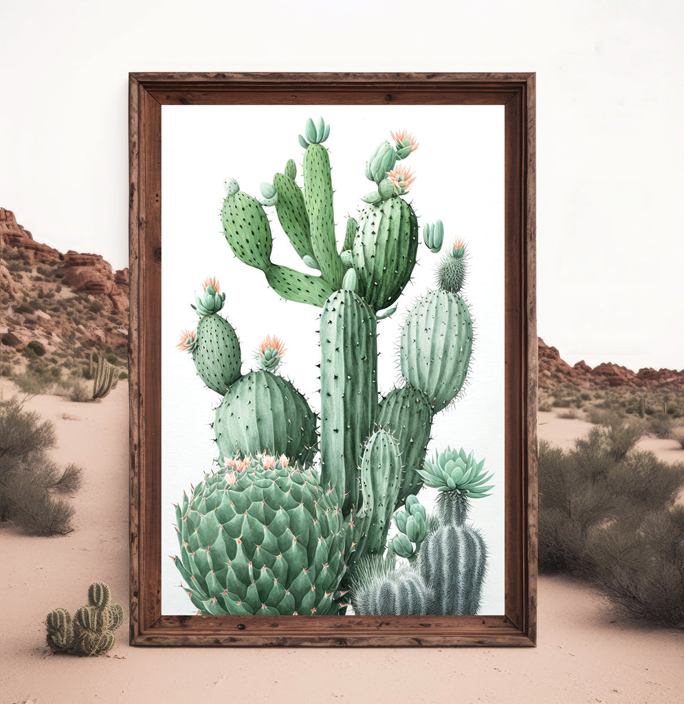 Cactus Plant Print Watercolor Painting Botanical Wall Art Southwest Artwork Gift Rustic Desert Home Decor