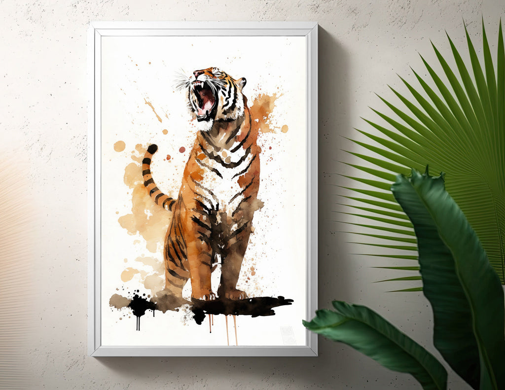 Tiger Roar Print Wild Cat Animal Wall Art Wildlife Safari Gift Animal Jungle Nursery Home Decor