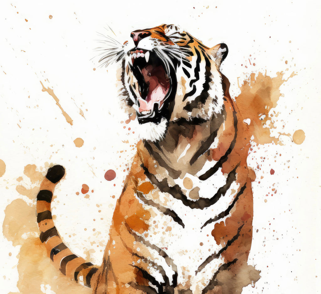 Tiger Roar Print Wild Cat Animal Wall Art Wildlife Safari Gift Animal Jungle Nursery Home Decor