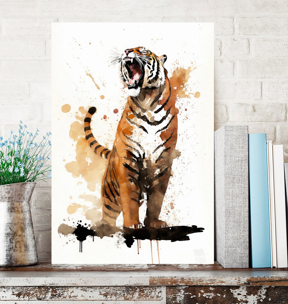 Tiger Roar Print Wild Cat Animal Wall Art Wildlife Safari Gift Animal Jungle Nursery Home Decor