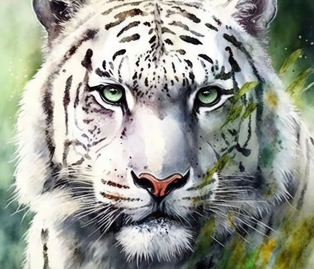 White Tiger Print Wild Cat Animal Wall Art Colorful Wildlife Safari Gift Animal Jungle Nursery Home Decor