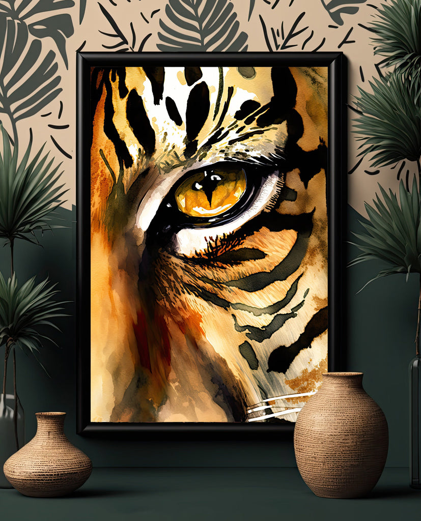 Tiger Print Wild Cat Animal Wall Art Colorful Wildlife Safari Gift Animal Jungle Nursery Home Decor