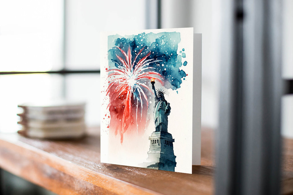 American Statue of Liberty Greeting Cards Fourth of July Patriotic Holiday Cards - 5x7 inches in Packs of 1, 10, 30, 50