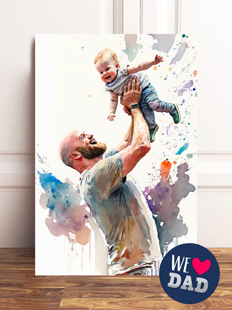 Watercolor Fathers Day Card Dad Gift For Him Daddy Father's Day Gift Greeting Card - 5x7 inches in Packs of 1, 10, 30, and 50pcs