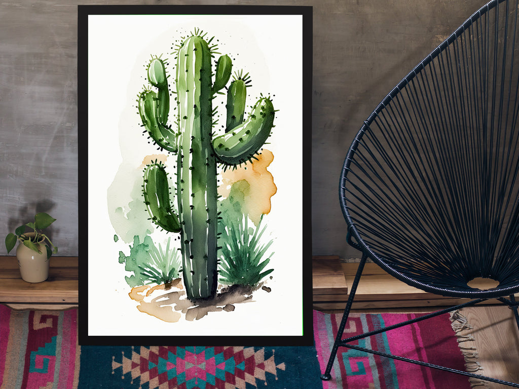 Cactus Plant Print Watercolor Painting Botanical Wall Art Southwest Artwork Gift Rustic Desert Home Decor