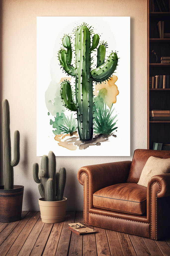 Cactus Plant Print Watercolor Painting Botanical Wall Art Southwest Artwork Gift Rustic Desert Home Decor