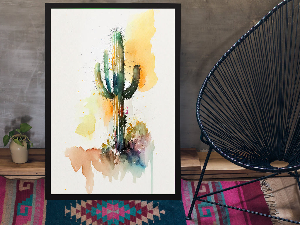 Cactus Plant Print Watercolor Painting Botanical Wall Art Southwest Artwork Gift Rustic Desert Home Decor