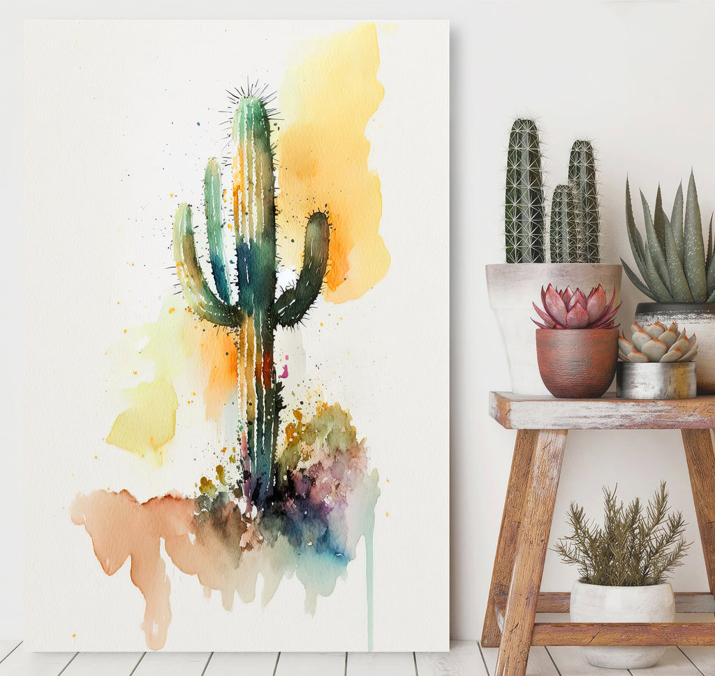 Cactus Plant Print Watercolor Painting Botanical Wall Art Southwest Artwork Gift Rustic Desert Home Decor