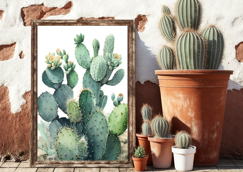 Cactus Plant Print Watercolor Painting Botanical Wall Art Southwest Artwork Gift Rustic Desert Home Decor