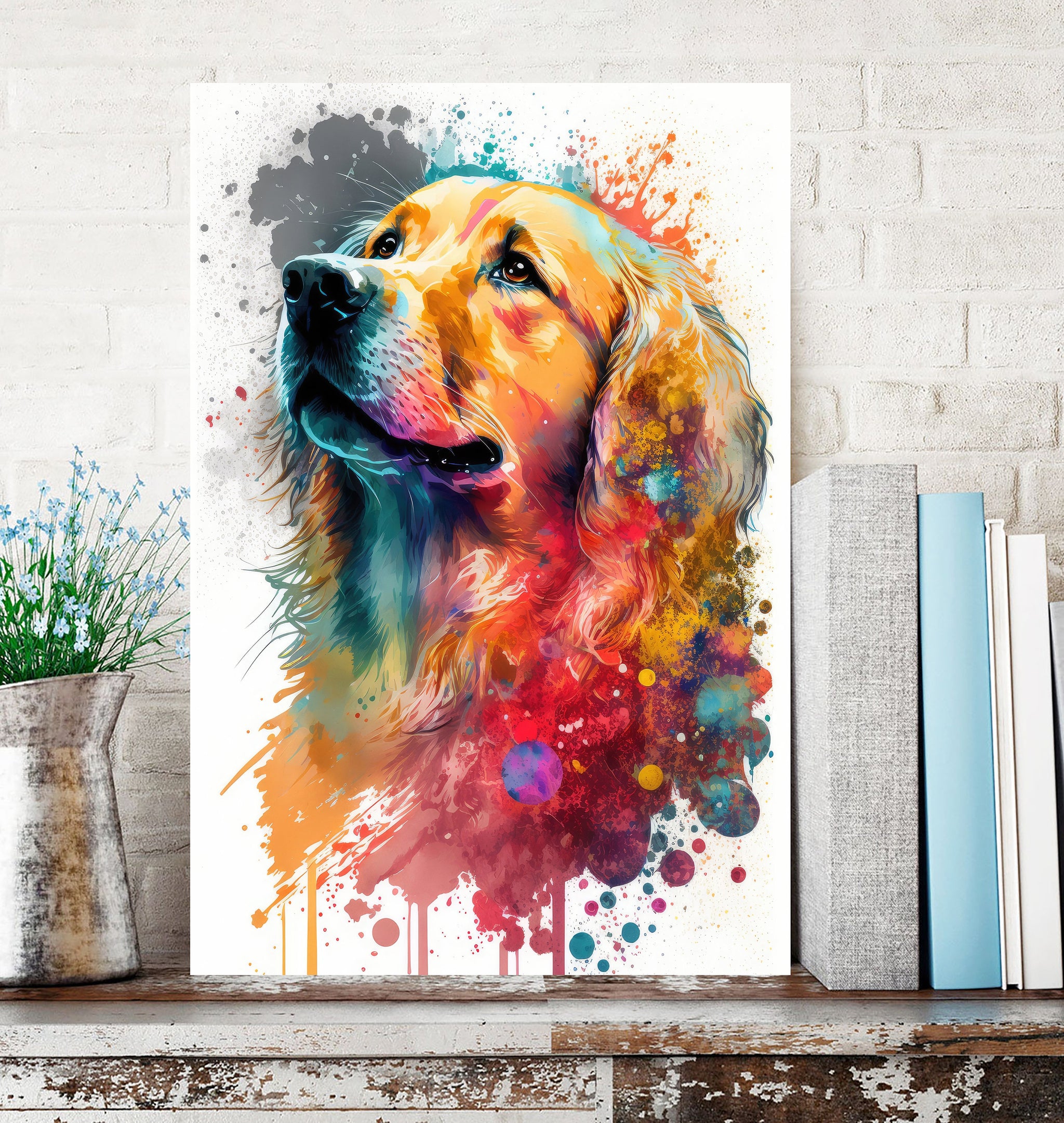 Abstract Golden Retriever Painting Golden Retriever Cute Dog