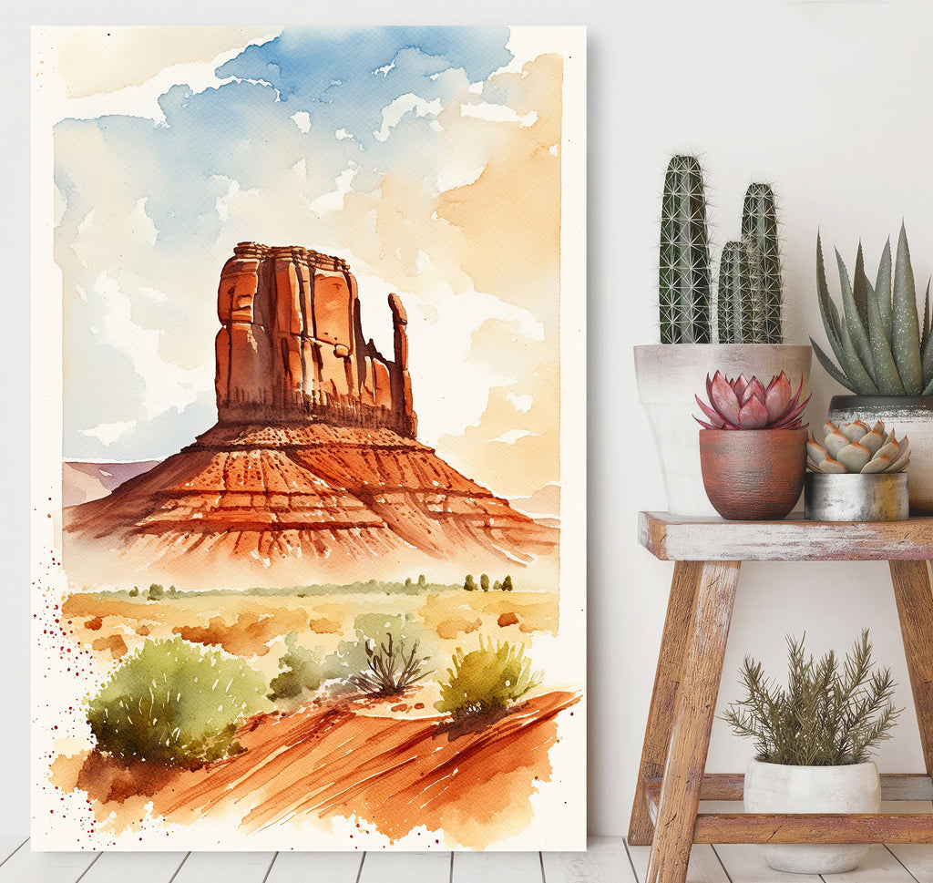 Monument Valley Print Arizona Sonoran Art Watercolor Desert Southwest Wall Art Boho Wall decor Gift Southwestern Decor