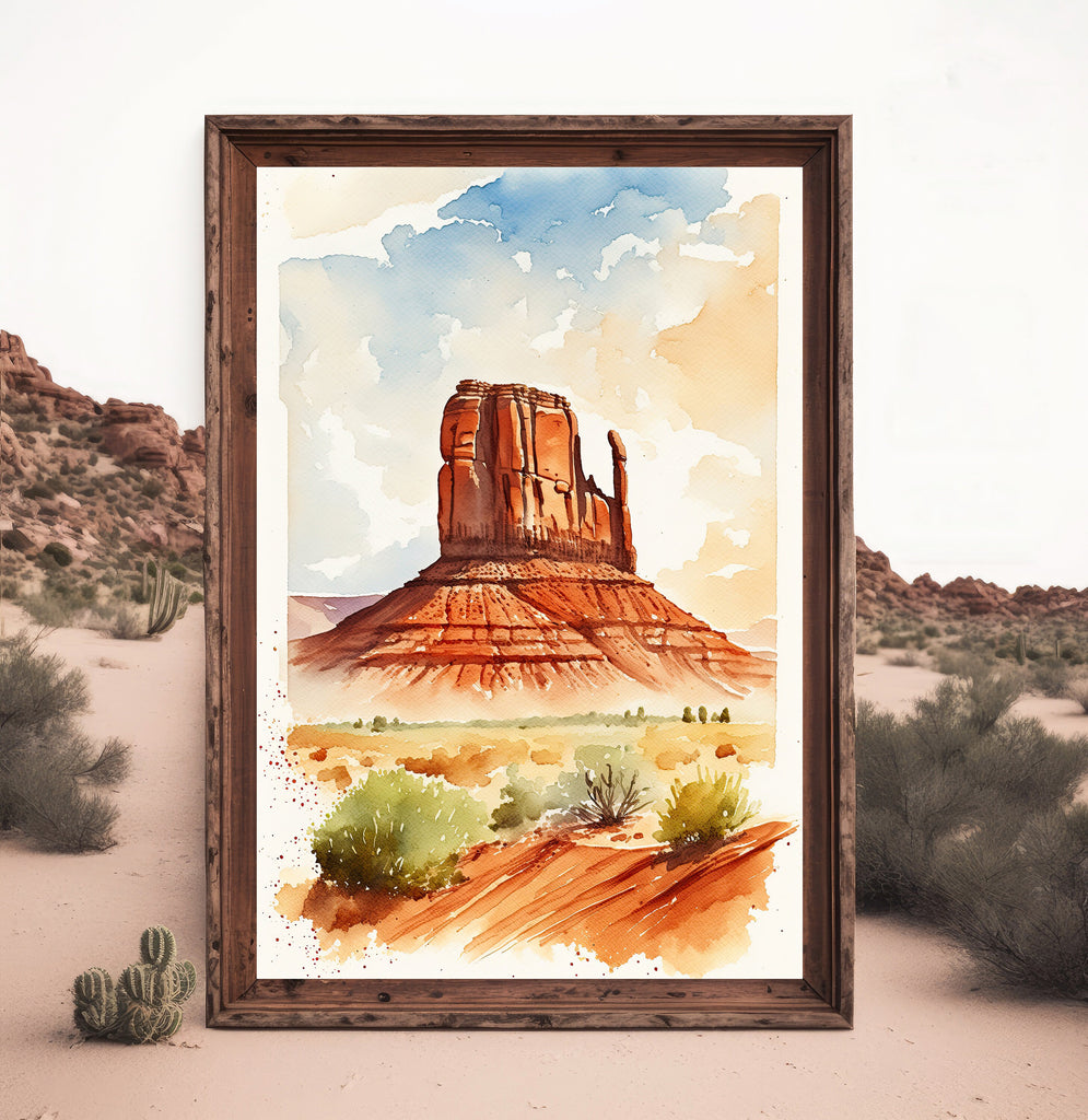 Monument Valley Print Arizona Sonoran Art Watercolor Desert Southwest Wall Art Boho Wall decor Gift Southwestern Decor