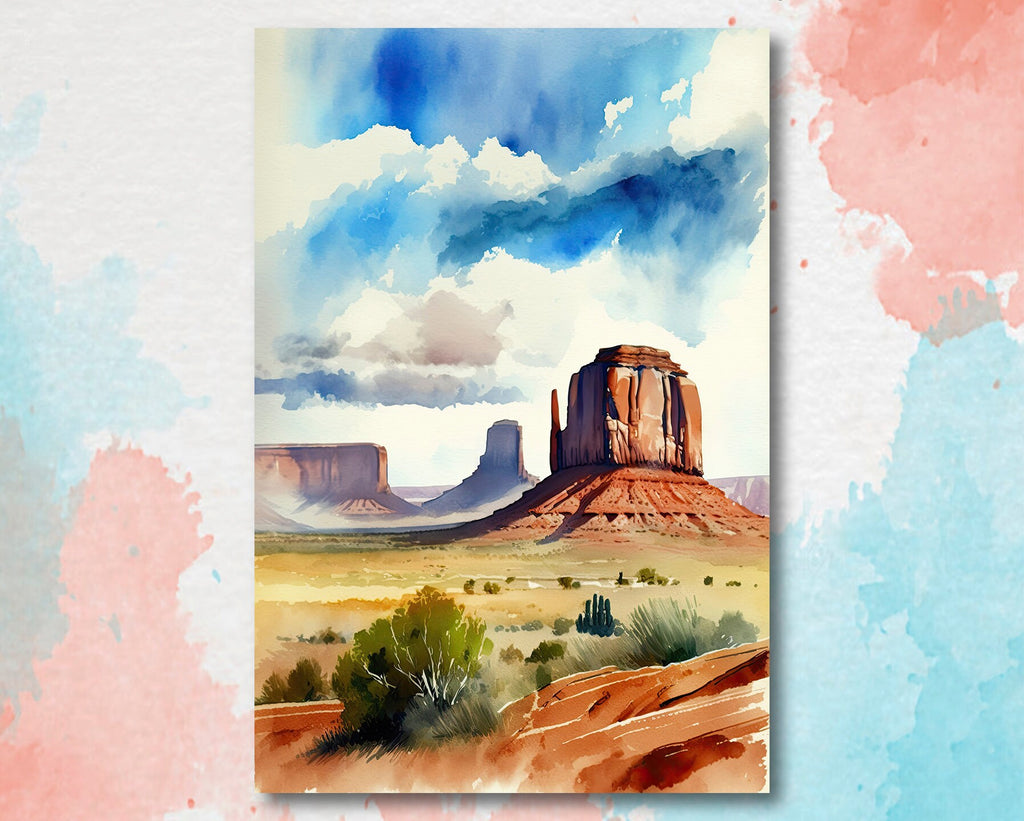 Monument Valley Print Arizona Sonoran Art Watercolor Desert Southwest Wall Art Boho Wall decor Gift Southwestern Decor