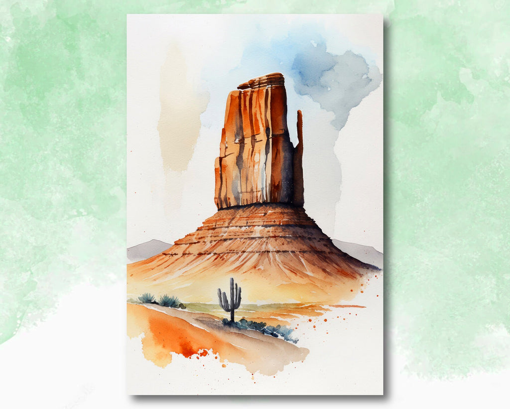 Monument Valley Print Arizona Sonoran Art Watercolor Desert Southwest Wall Art Boho Wall decor Gift Southwestern Decor