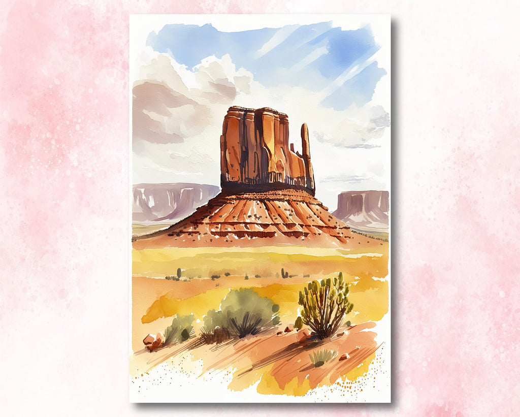 Monument Valley Print Arizona Sonoran Art Watercolor Desert Southwest Wall Art Boho Wall decor Gift Southwestern Decor