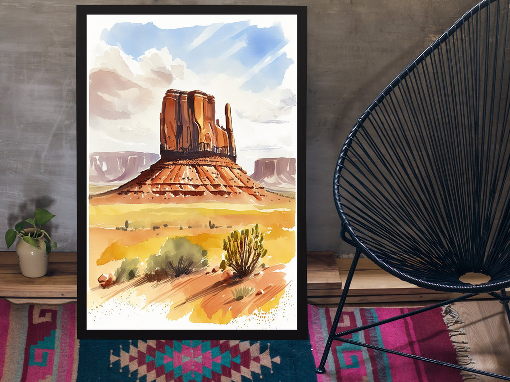 Monument Valley Print Arizona Sonoran Art Watercolor Desert Southwest Wall Art Boho Wall decor Gift Southwestern Decor